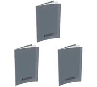 CONQUERANT 47517 Cahier Classique Piqûre Couverture Polypropylène Rigide Transparente A5+ Papier Gris (Lot de 3)
