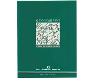 Conquérant 91254 Cahier Classique Piqûre Usage Scolaire Couverture Vernie Carte Couchée Papier Vert