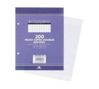 Conquérant 92056 Copie Double Sept 1 70 x 220 mm 200 Feuilles Séyès Perforée 2 Trous Couleurs Assorties