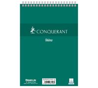 Conquerant Bloc notes à spirale Sténo A5 14,8 x 21 cm - 60g - Blanc uni - 180 pages
