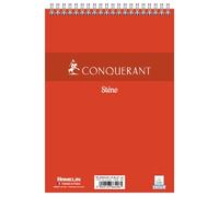 Conquerant Bloc-Notes Sténo A5 Ligné 7mm 180 Pages Reliure Intégrale Couverture Carte Rouge