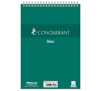 Conquerant Bloc-Notes Sténo A5 Uni 180 Pages Reliure Intégrale Couverture Carte Verte