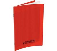 Conquerant Cahier Classique 17 x 22 cm Grands Carreaux Seyès 140 Pages Agrafées Couverture Polypro Rouge