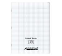 Conquerant Cahier à rabat agrafé 24×32 cm - 96 p - 90 g - grands carreaux - polypro incolore