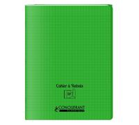 Conquérant Cahier à rabat agrafé 24 x 32 cm 96 p 90 g Grands carreaux Polypro Vert