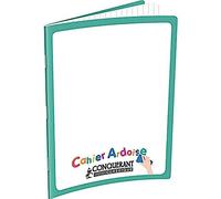 CONQUERANT Cahier Ardoise Classique 17x22cm Grands Carreaux Seyès 48 Pages Agrafées Couverture Carte Effaçable Blanc
