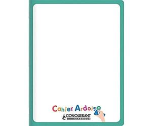 Conquérant Cahier Ardoise Classique 24 x 32 cm Grands Carreaux Seyès 48 Pages Agrafées Couverture Carte Effaçable Blanc
