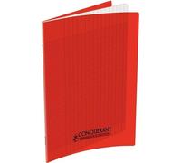 Conquerant Cahier Classique 17 x 22 cm Grands Carreaux Seyès 140 Pages Agrafées Couverture Polypro Rouge