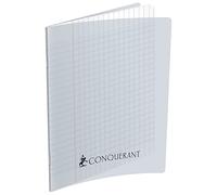 CONQUERANT Cahier Classique 17x22cm Grands Carreaux Seyès 192 Pages Agrafées Couverture Polypro Incolore