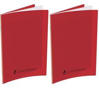 CONQUERANT Cahier Classique 17x22cm Grands Carreaux Seyès 192 Pages Agrafées Couverture Polypro Rouge (Lot de 2)