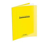 Conquerant Cahier Classique 24x32cm Seyès grands carreaux 48 pages couverture polypro jaune agrafé