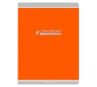 Conquérant Cahier Classique 24 x 32 cm Grands Carreaux Seyès 96 Pages Agrafées Couverture Carte Recyclée Orange