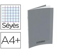 Conquérant Cahier Classique 24x32cm Grands Carreaux Seyès 48 Pages Agrafées Couverture Polypro Gris