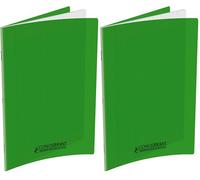 Conquérant Cahier Classique 24x32cm Grands Carreaux Seyès 96 Pages Agrafées Couverture Polypro Vert (Lot de 2)