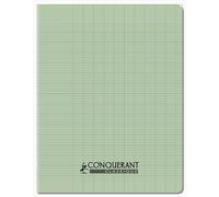 CONQUÉRANT Cahier conquérant classique agrafé 17x22 cm 96P 90G grands carreaux vert tendre