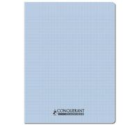 CONQUERANT Cahier conquérant polypro agrafé 24x32 cm 96P 90G grands carreaux bleu ciel