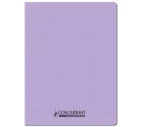CONQUERANT Cahier conquérant polypro agrafé 24x32 cm 96P 90G grands carreaux lilas