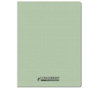 CONQUERANT Cahier conquérant polypro agrafé 24x32 cm 96P 90G grands carreaux vert tendre