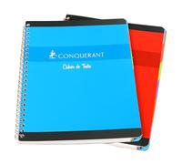 CONQUERANT Cahier de Textes 17x22cm Grands Carreaux Seyès 124 Pages Reliure Intégrale Couverture Carte Coloris Assortis