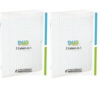 CONQUERANT Cahier Duo Classique 17 x 22 cm Grands Carreaux Seyès 96 Pages Agrafées Couverture Polypro Incolore (Lot de 2)