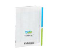 Conquerant Cahier Duo Classique 24x32 cm Grands carreaux Seyès 96 pages agrafées polypro incolore