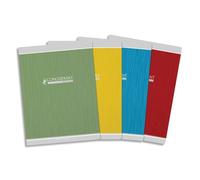 Conquérant Cahier Recyclé 24 x 32 cm Grands Carreaux Seyès 96 Pages Agrafées Couverture Carte Coloris Assortis