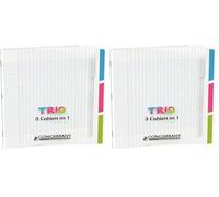 CONQUERANT Cahier Trio Classique 24x32cm Grands Carreaux Seyès 96 Pages Agrafées Couverture Polypro Incolore (Lot de 2)