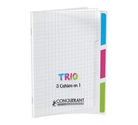 CONQUERANT CLASSIQUE Cahier polypro Trio"3 en 1" 170 x 220 mm 96 pages seyès 90g