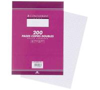CONQUÉRANT Etui 50 Copies doubles non perforées A4 petit carreaux 5x5 70g 200 pages