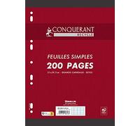 Conquérant Feuilles Simples Recyclées A4 Grands Carreaux Seyès 200 Pages Sous Film Blanches