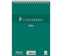 Conquérant lot de 10 Bloc-Notes Sténo A5 Uni 180 Pages Reliure Intégrale Couverture Carte Verte