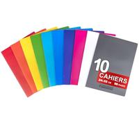 Conquérant Lot de 10 Cahiers 24x32 cm Grands Carreaux 96 Pages Agrafées Seyès Couleurs Assortis
