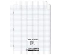 CONQUÉRANT Lot de 2 Cahiers à rabat agrafé 24x32cm 96P 90G grands carreaux polypro incolore