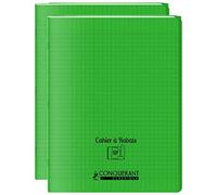 CONQUÉRANT Lot de 2 Cahiers à rabat agrafé 24x32cm 96P 90G grands carreaux polypro vert