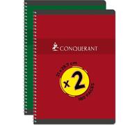 Conquérant Lot De 2 Cahiers A4 180 Pages 70g Q5x5 Reliure Intégrale Couverture Carte Couleurs Assorties