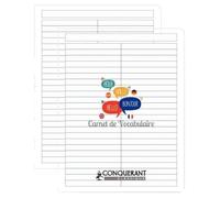 Conquérant Lot de 2 Cahiers de vocabulaire polypro17X22 cm agrafé 96P réglure spécifique