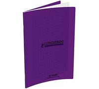 Cahier piqûre 24x32cm 96 pages 90g grands carreaux Seyès. Couverture polypropylène Violet