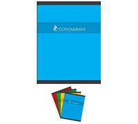 CONQUÉRANT Lot de 3 Cahiers de Devoirs 17x22cm 60 Pages 70G Grands Carreaux coloris aléatoires
