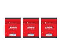 Conquérant Lot de 3 Feuilles Simples 17x22cm Seyès 100 Pages 80g Grands Carreaux Sous Film Bleues
