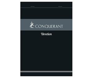 Conquérant Lot de 40 Bloc-Notes Direction A5 Petits Carreaux 5mm 200 Pages Agrafées Tête Couverture Carte Gris