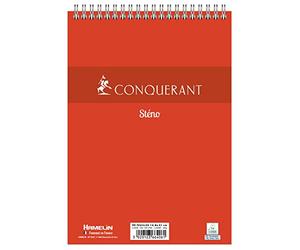 Conquérant Lot de 40 Bloc-Notes Sténo A5 Ligné 7mm 180 Pages Reliure Intégrale Couverture Carte Rouge