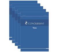 Conquérant Lot De 5 Blocs Notes 14,8 X 21cm 60g 100 Feuilles Quadrillé 5x5 Blanc