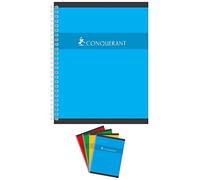 CONQUÉRANT Lot de 5 Cahiers Spiralé 24x32CM 100p 70g grands carreaux coloris aléatoires