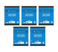 CONQUÉRANT Lot de 5 Copies Doubles 17x22cm 200 Pages 70g Grand Carreaux Sous Film Blanches