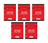 CONQUÉRANT Lot de 5 Feuilles Simples A4 Seyès 100 Pages 80g Grands Carreaux Sous Film Roses