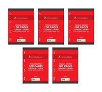 CONQUÉRANT Lot de 5 Feuillets mobiles 21x29,7 cm 100 pages grands carreaux jaunes 80g