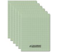 Conquérant Lot De 6 Cahiers Conquérant Classique Agrafé 17x22 Cm 96p 90g Grands Carreaux Vert Tendre