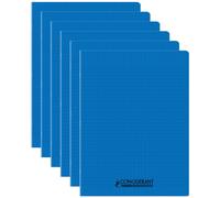 Conquérant Lot De 6 Cahiers Conquérant Polypro Agrafé 24x32 Cm 60p 90g Grands Carreaux Bleu