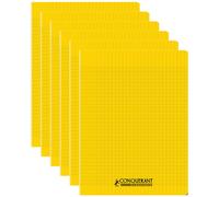 Conquérant Lot De 6 Cahiers Conquérant Polypro Agrafé 24x32 Cm 60p 90g Grands Carreaux Jaune