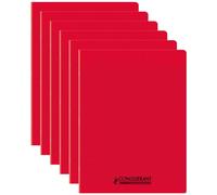 Conquérant Lot De 6 Cahiers Conquérant Polypro Agrafé 24x32 Cm 60p 90g Grands Carreaux Rouge